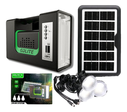Kit Panel Solar +3 Bombillos+radio Mp3+ Bluetooth Power