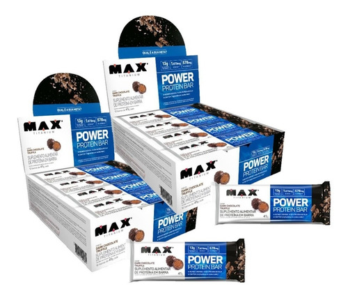 2x Power Max Protein Bar Max Titanium Caixa C 12 Barras 41g