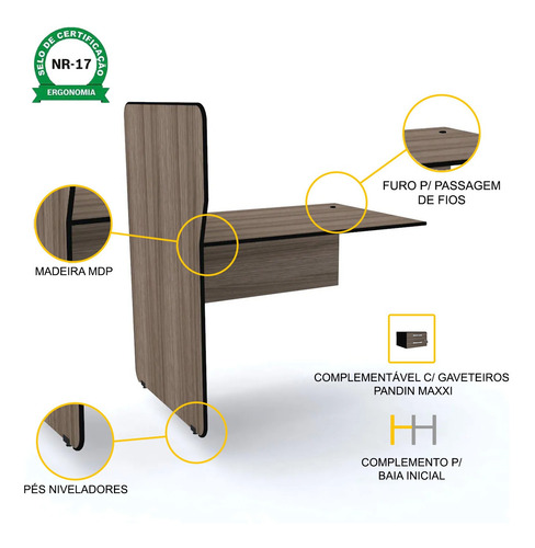 Baia Atendimento Simples Contínua Pandin Maxxi - Walnut Walnut
