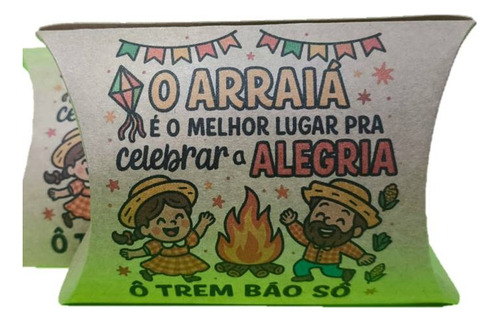 50 Embalagem Doce Festa Junina Caixinha Kraft Arraiá Caipira