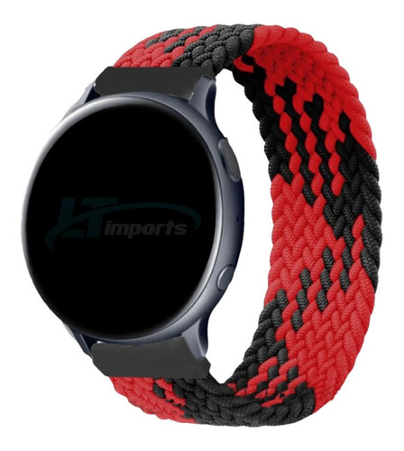 Pulseira 20mm Nylon Trançada Infinito Para Smartwatch 20mm Cor Vermelho/preto [tam. G] (pulso 195 Até 210mm)