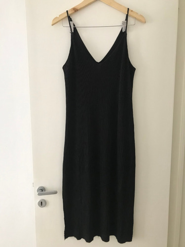 Vestido Negro Largo Escote V De Bachino Talle M / Zara Mango