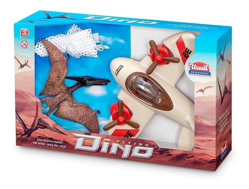 Brinquedo Avião Flying Com Dinossauro Pterossauro E Rede