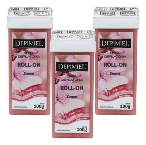 Kit 3 Cera Roll-on Depilatória Suave Pelos Finos Depimiel