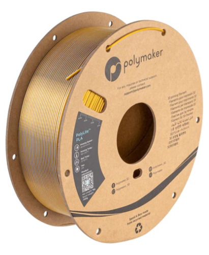 Filamento Polymaker Polylite Dual Silk Colors, 1.75mm - 1kg Color Crown Gold-Silver
