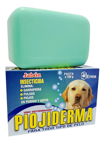 Jabón Insecticida Perros Y Gatos Piojiderma 100 G