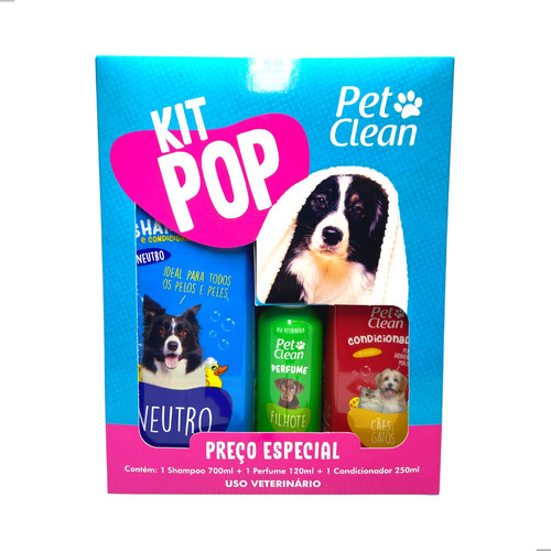 Kit Banho Shampoo Condicionador Perfume Para Cães Pet Clean