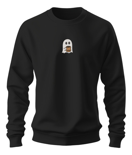 Sudadera Sweater Bordada Fantasmas Tomando Cafe Kawaii Cool