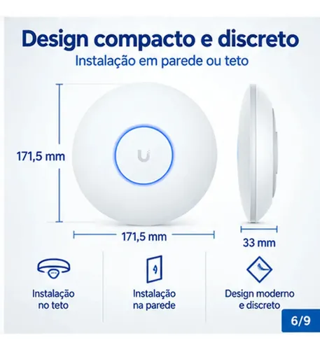 Access Point Ubiquiti UniFi U7 Lite Tri-Band 9.3gbps Porta 2.5GbE