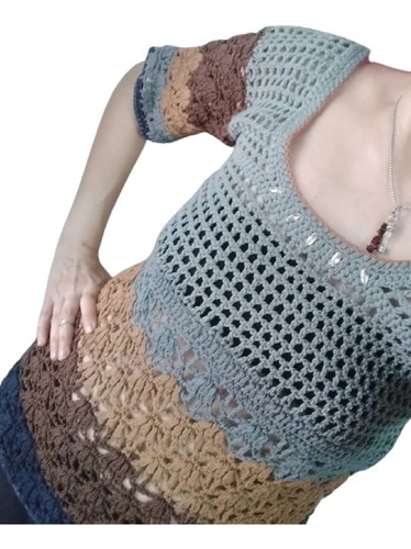 Blusa-crochet Artesanal Tejida A Mano -mujer