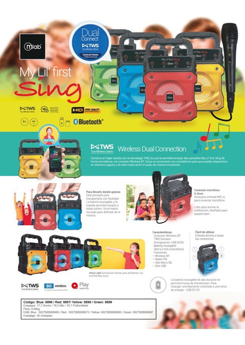 Imagen 3 de 3 de Parlante Karaoke Mlab My Lil First Sing Bluetooth Niños