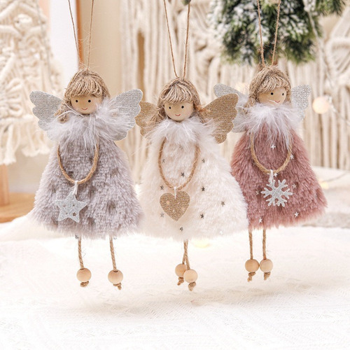 Imagen 8 de 8 de Paquete De 8 Colgantes De Ángel Navideño Para Decoración De