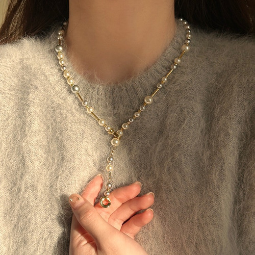 Suéter Vintage De Otoño-invierno Con Cadena Larga Y Collar D