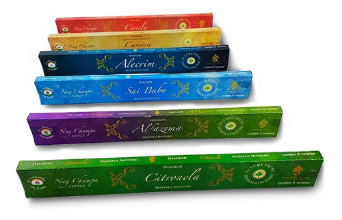 Imagem 3 de 10 de Incenso Indiano Shankar Nag Champa Massala 9 Box Com 12 Cx