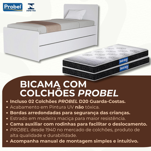Bicama Solteiro Bibox Resistente Completa Colchões Probel