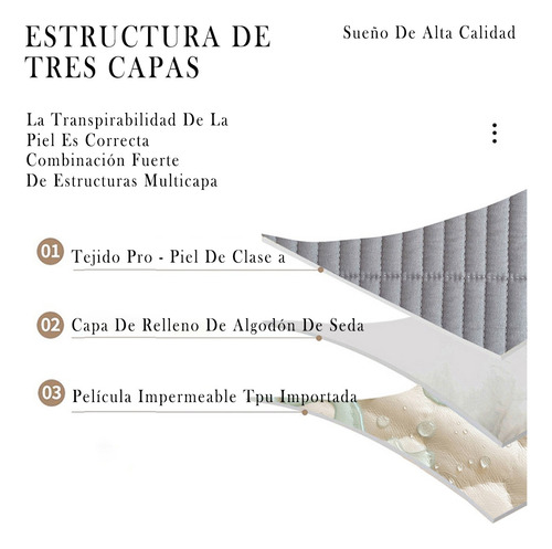 Cubre Colchón Impermeable Cubre Con Funda 190x150x45cm-gris