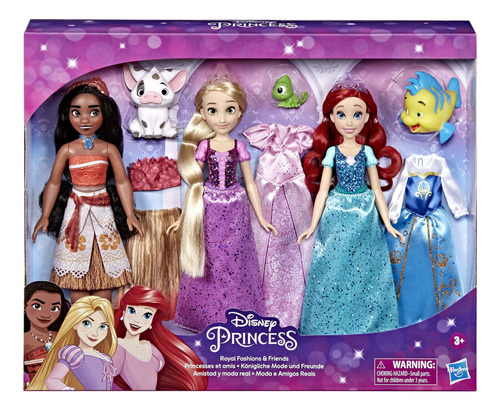 Set De 3 Princesas Reales De Disney Y Amigos, Ariel, Moana