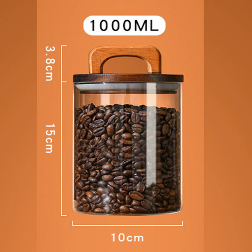 Pote Hermético Tampa De Bambu Com Alça Mantimentos 1000 Ml