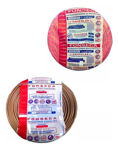 Pack X 200 Metros Cable Normalizado 1x2,5mm Rojo + Marron Cubierta Marrón/rojo