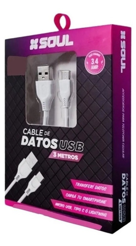 Imagen 5 de 6 de Cable Usb C - 3 Metros - Apto Carga Rapida