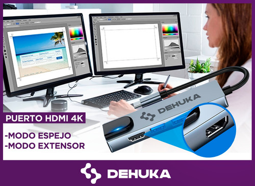 Imagen 7 de 7 de Adaptador Usb C A Hdmi Rj45 Usb 3.0 Usb C Dehuka Compatible Con Macbook Air Pro