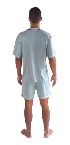 Imagem 4 de 5 de Pijama Meia Manga Curta Aberto Botão Short Adulto Masculino