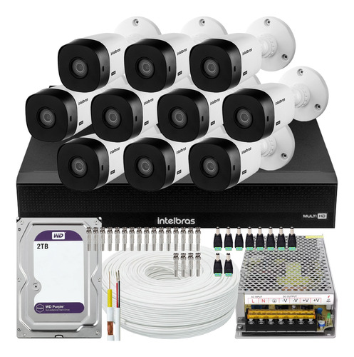 Kit Cftv Intelbras 10 Câmeras 1220 Full Hd 1016-c 2tb Purple