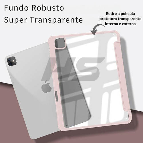 Capa De Tablet iPad Pro 11 A1980 Design Fino Pencil Holder Cor Rosa
