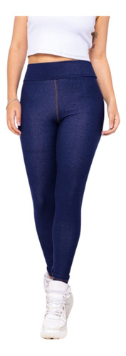 Calça Jeans Feminino Legging Imita Jeans Cos Alto De Cotton 