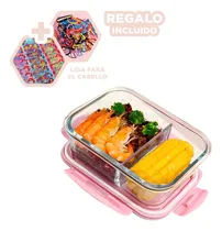 Comprar Pack4 Fiambrera De Vidrio Para Alimentos Con Tapa Rosado