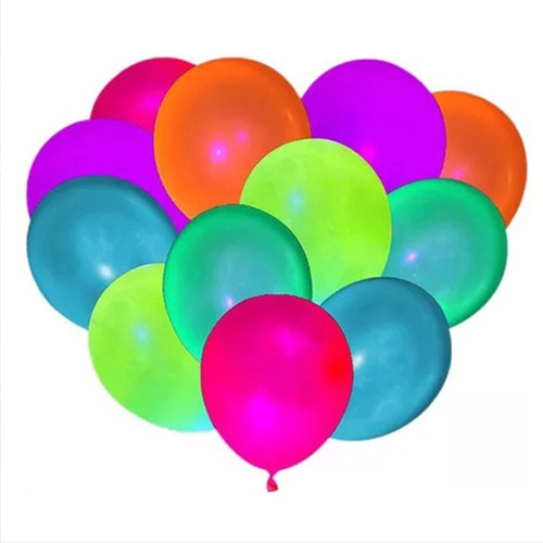 Globos De Látex Multicolor Fluo 10 X 50u. Decoración Fiestas