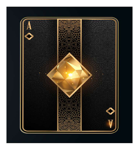 Vinilo 100x100cm Carta Oro Poker Diamante Negro Naipe