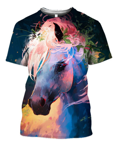 Men Camiseta De Caballo Con Estampado De Animales En 3d