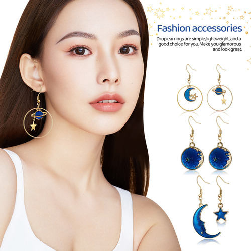 Par De Pendientes Planet Earrings Con Forma De Estrella Y Lu