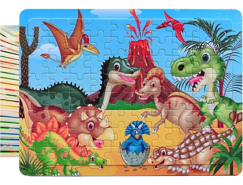 Tablero De Rompecabezas De Madera Con Diseño De Dinosaurio L