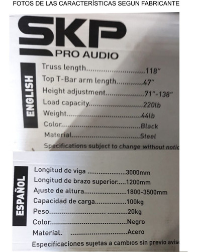 Imagen 4 de 9 de Estructura Soporte Luces Efectos Skp 2 Trípodes Barral 100kg