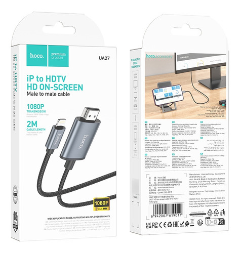 Cable Hdmi Compatible Con iPhone/iPad Lightning 1080p Hd 2m