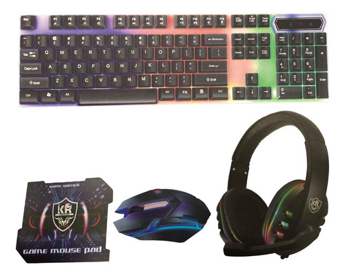 Combo Gamer  K120 4 X 1 Teclado Auriculares Mouse