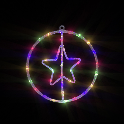 Figura Giratoria Led Adorno Navideño Luz Led Multicolor 30cm Luces Estrella