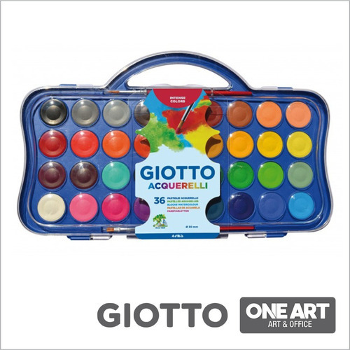 Acuarela Giotto 36 Colores X 30mm Diámetro Incluye 2 Pincel Color Multicolor