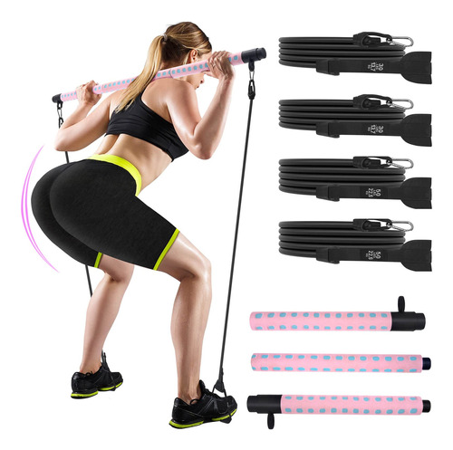 Kit De Barra De Pilates Con 4 Bandas De Resistencia, Palito