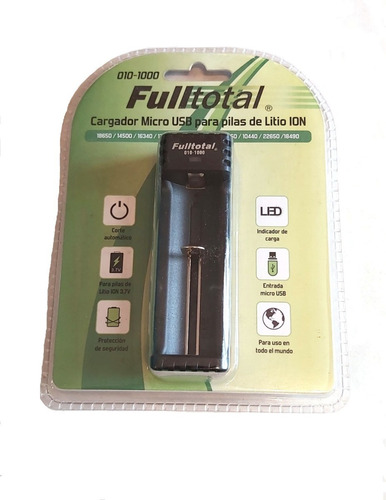 Cargador Usb Pila Cr123 Litio 3.7v 18650 Con Corte 