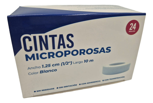 Cinta Microporosa 1.25 Cm X 10 Mts Color Blanco