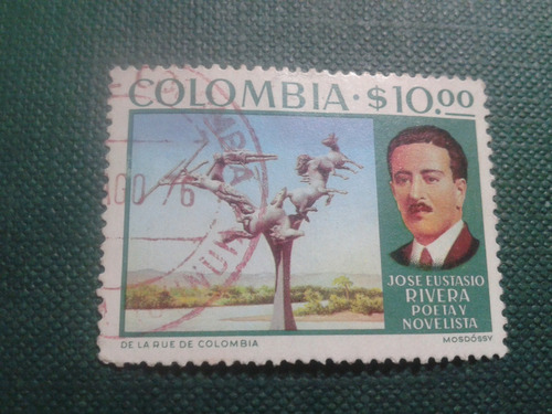 Estampilla Colombia José Eustasio Rivera Poeta Escritor $10