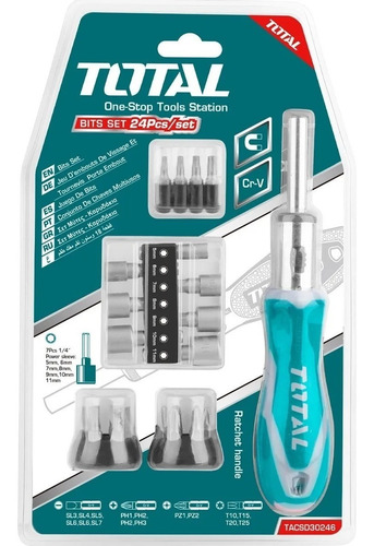 Set Destornillador Con Crique Total 23 Puntas Tacsd30246