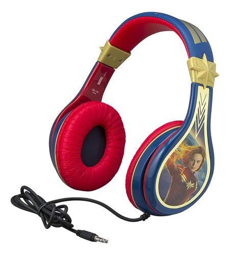 Ekids Capitán Marvel Auriculares Niños, Diadema Ajustable,