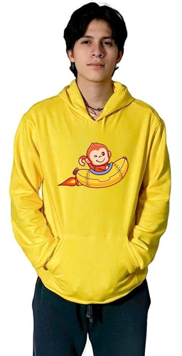 Sudadera Unisex Platano Con Mono  Adulto   Niños En Algodón 