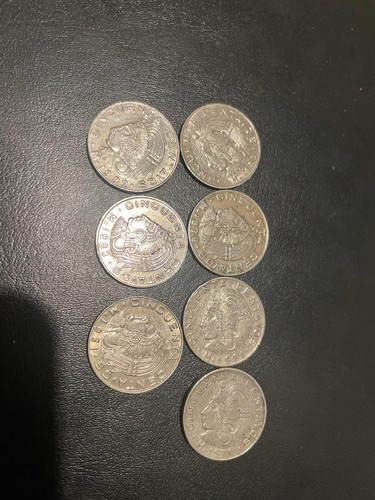 Monedas De 50 Centavos Cuautemoc 7 Piezas