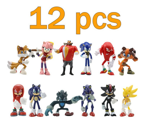 12 Pçs/set 6-7cm Sonic Toy Figuras Shadow Tails Personagens