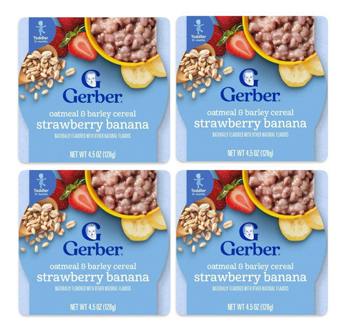 Gerber Alimento P/niños Cereal Avena Sabor Fresa-plátano 4pz